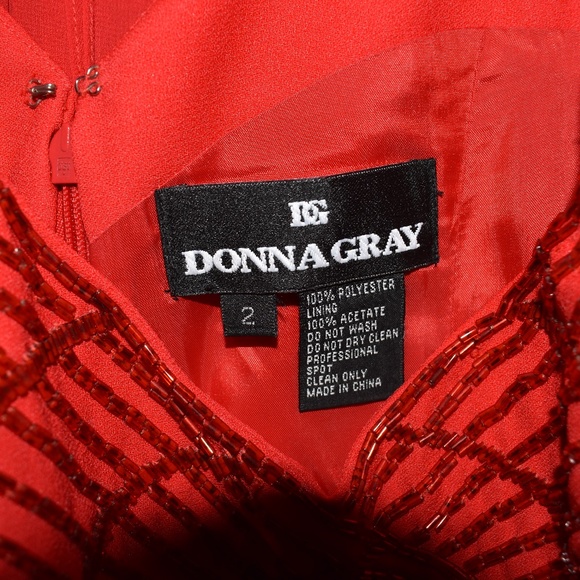 Red Beaded Evening Gown - Picture 3 of 4